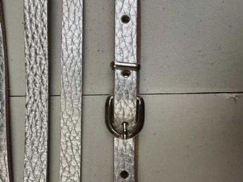 Leather Belt (B1) 13mm (X-Small - Silver Embossed)